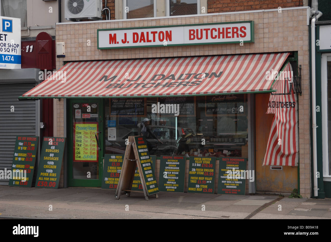 M J Dalton butchers shop in Bristol UK Stock Photo