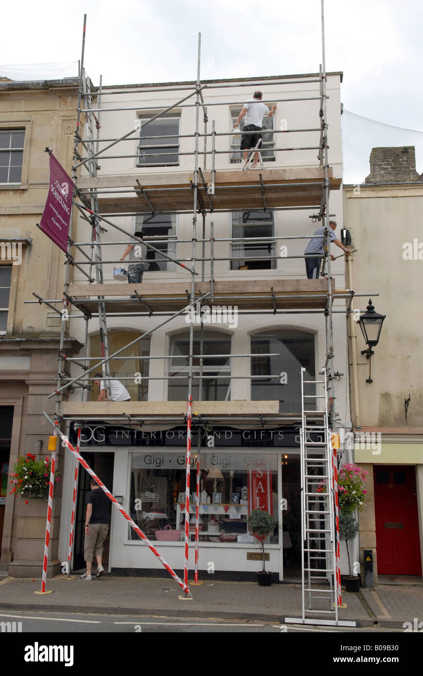 Scaffolding in Tetbury in Gloucestershire Stock Photo