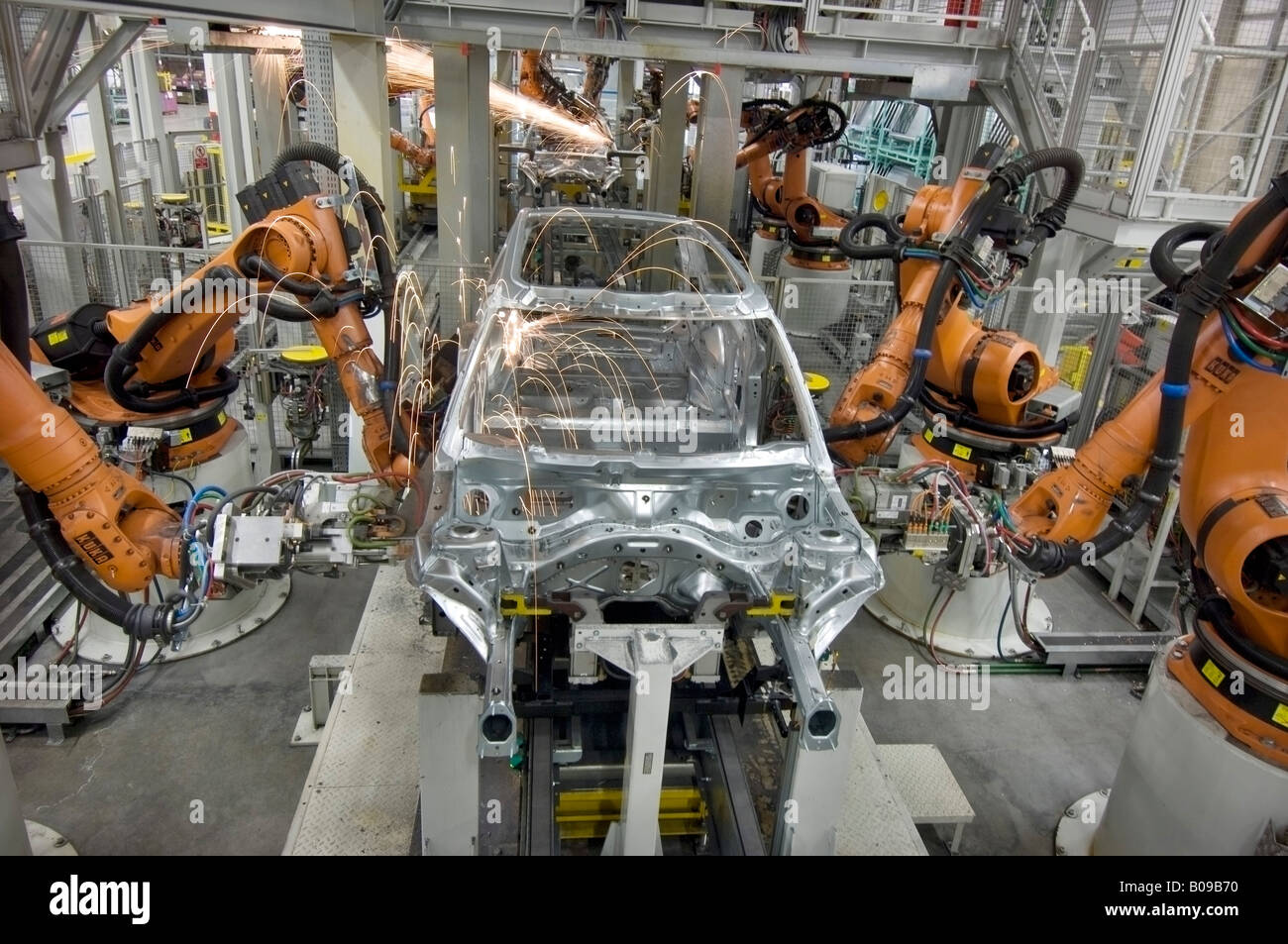 Mini Clubman production line at the BMW factory at Cowley, Oxford UK Stock Photo