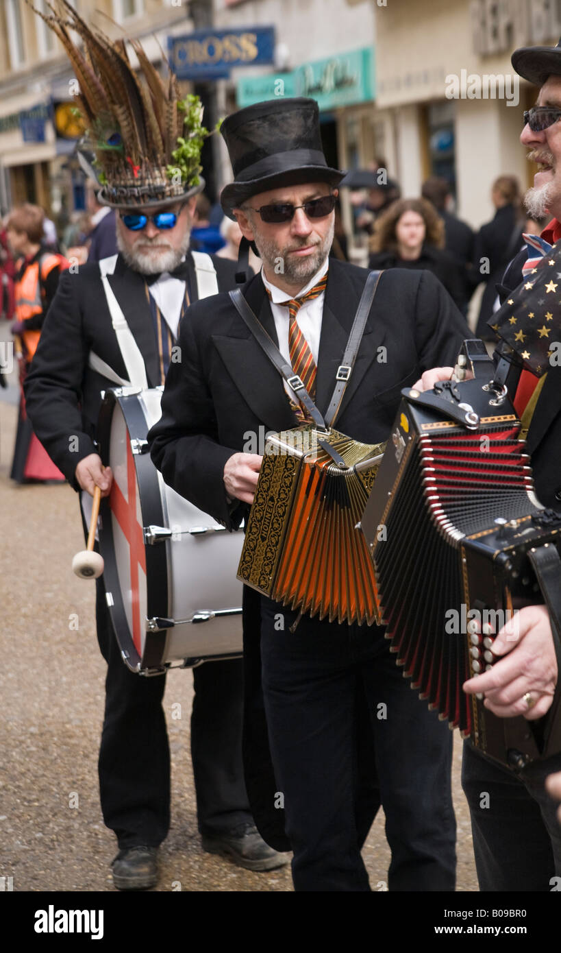 Musicians morris dancers at the Oxford Folk Festival, Oxford, Oxfordshire, England