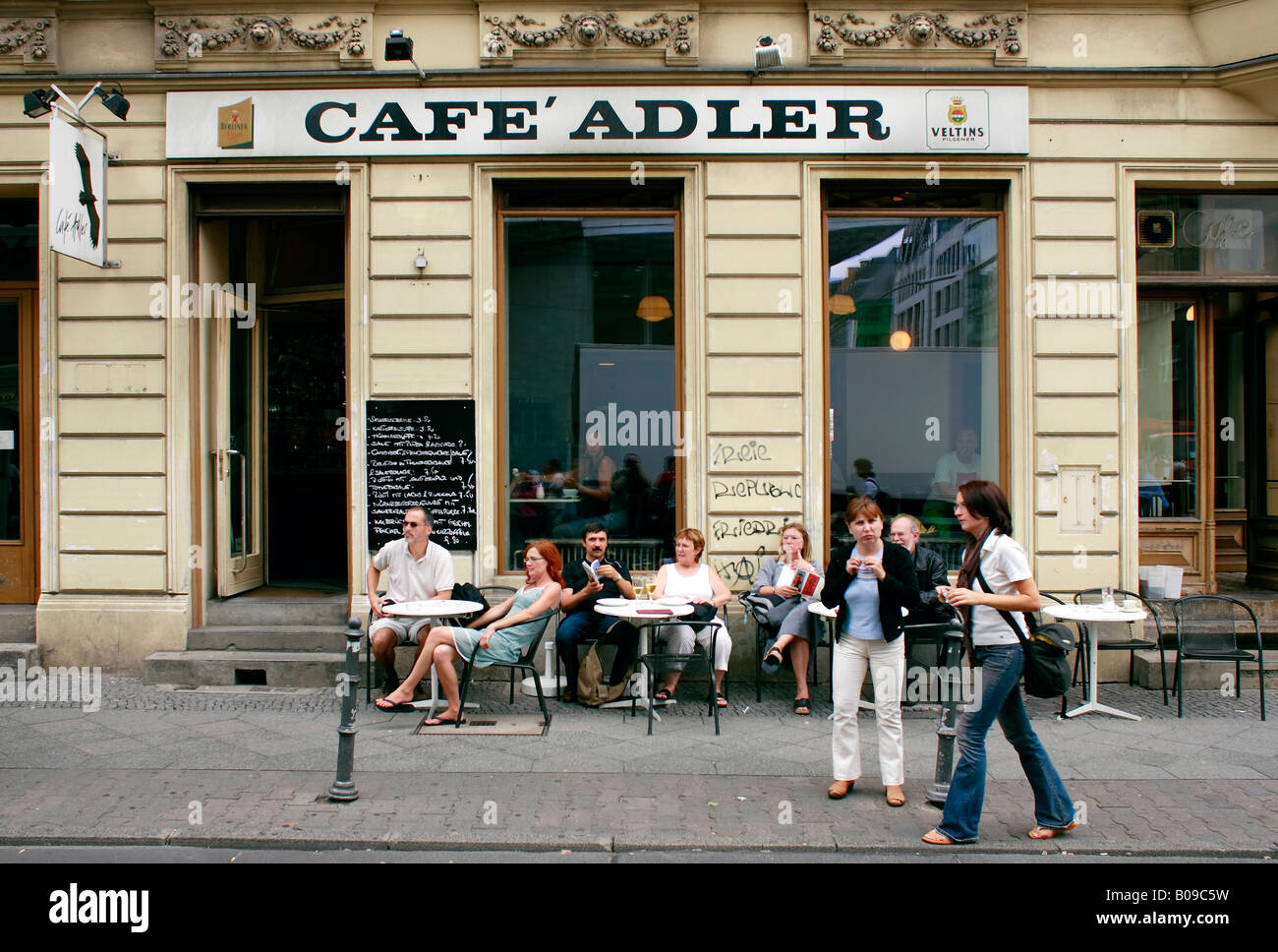 Cafe Adler at the Checkpoint Charlie, Berlin, Germany Stock Photo