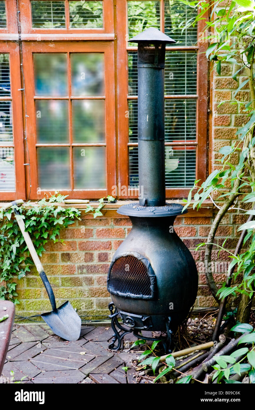 Solid fuel patio stove Stock Photo Alamy