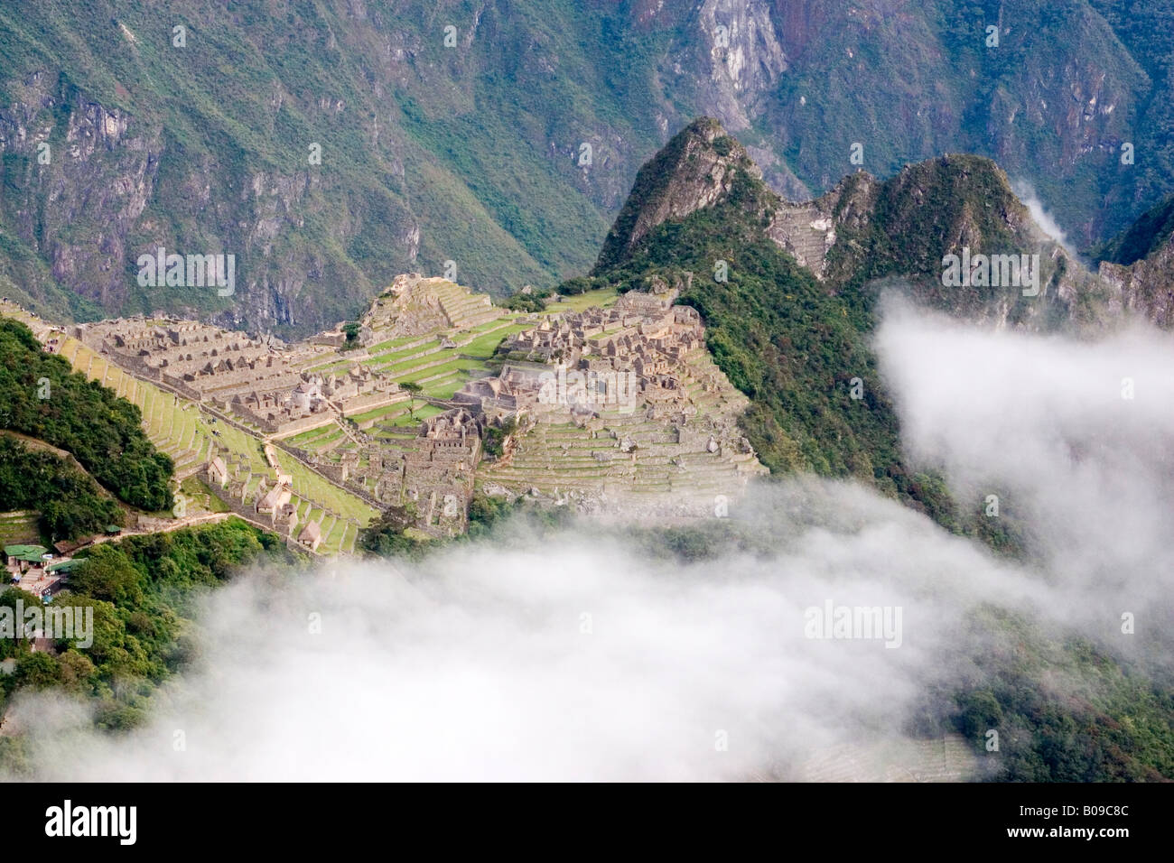South America - Peru. Overall view of the lost Inca city of Machu ...