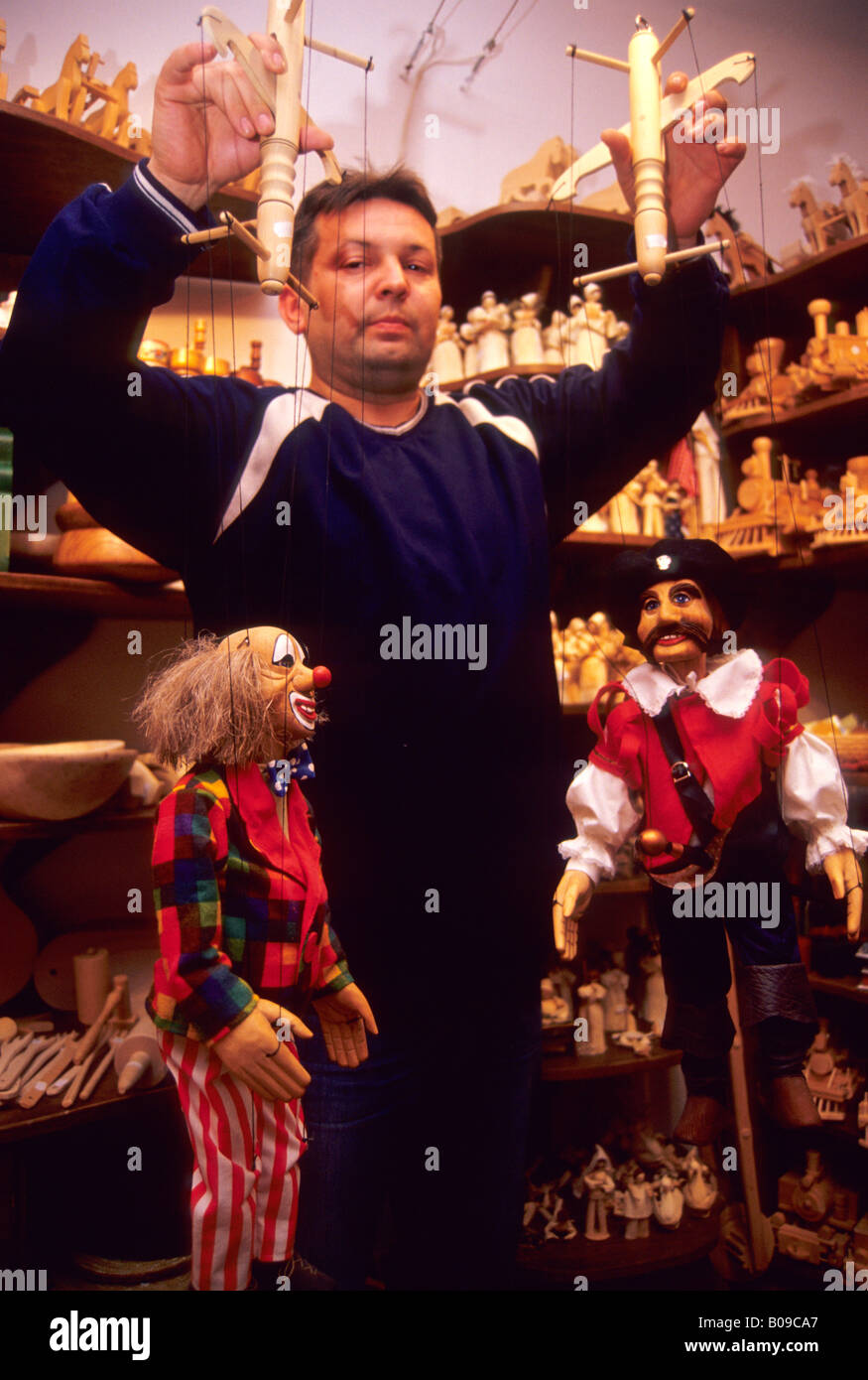 Puppet shop in CESKY KRUMLOV Czech Republic Stock Photo