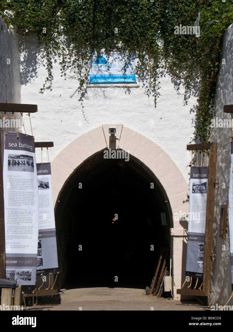 The entrance to the Tunnels Beaches Devon England UK Stock