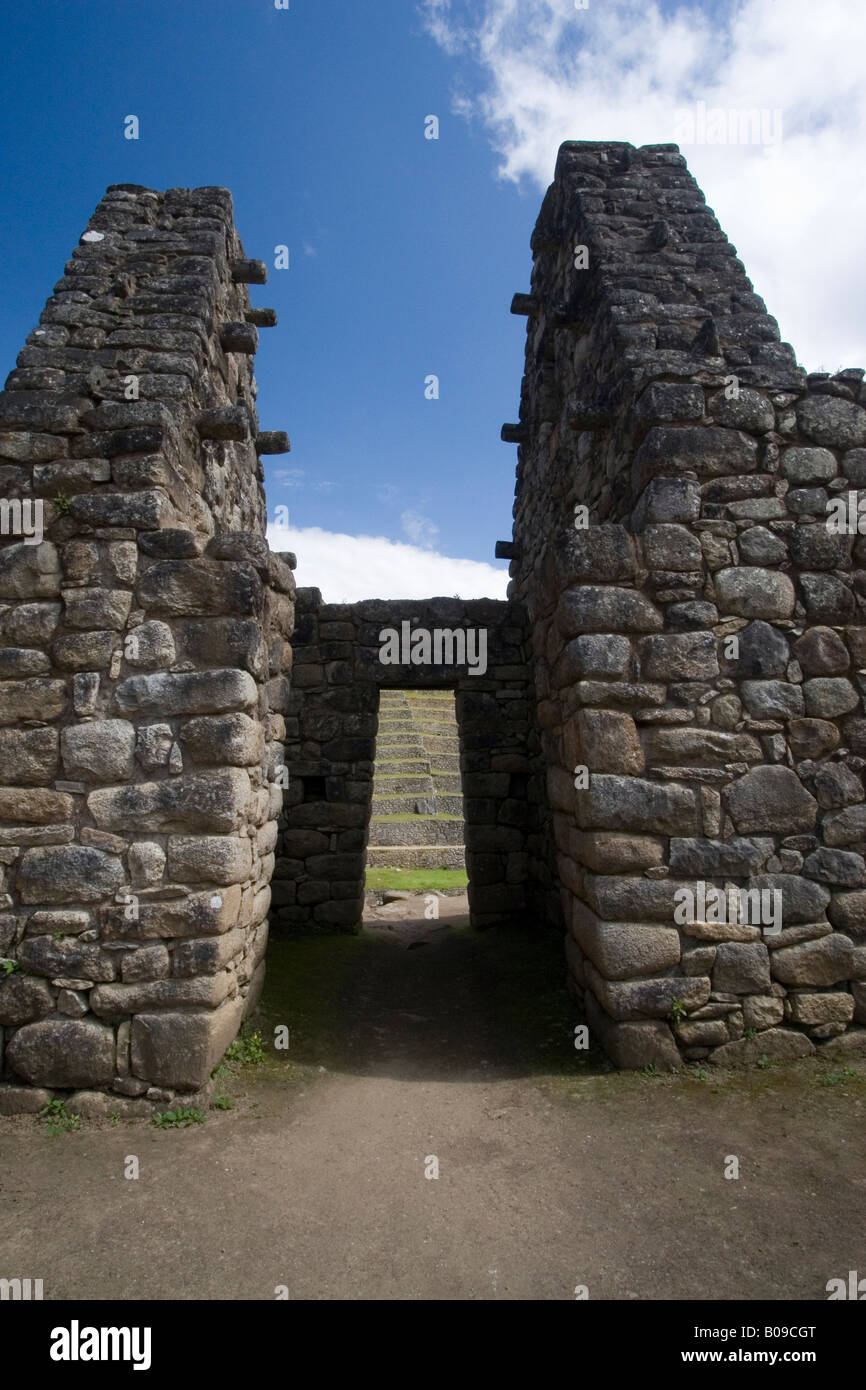 South America - Peru. Stonework in the lost Inca city of Machu Picchu ...