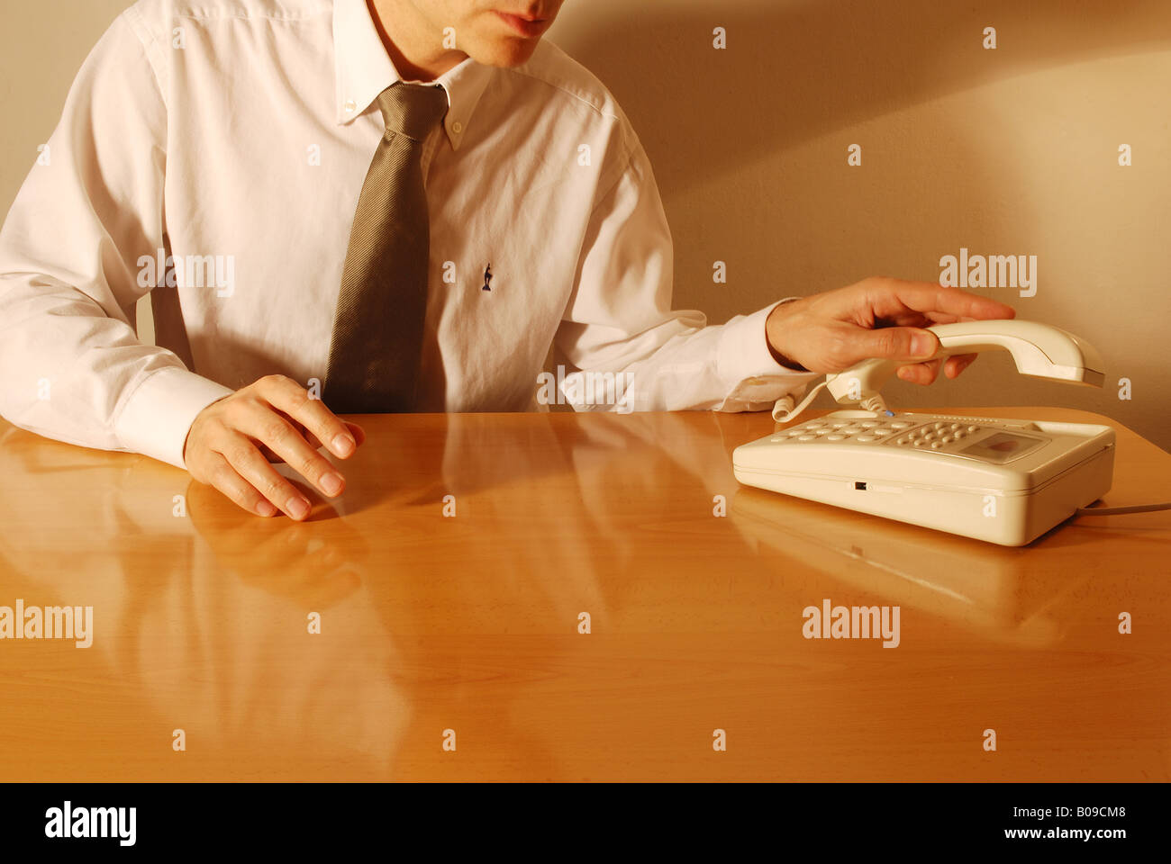 Hand gestures: picking up the phone. Stock Photo