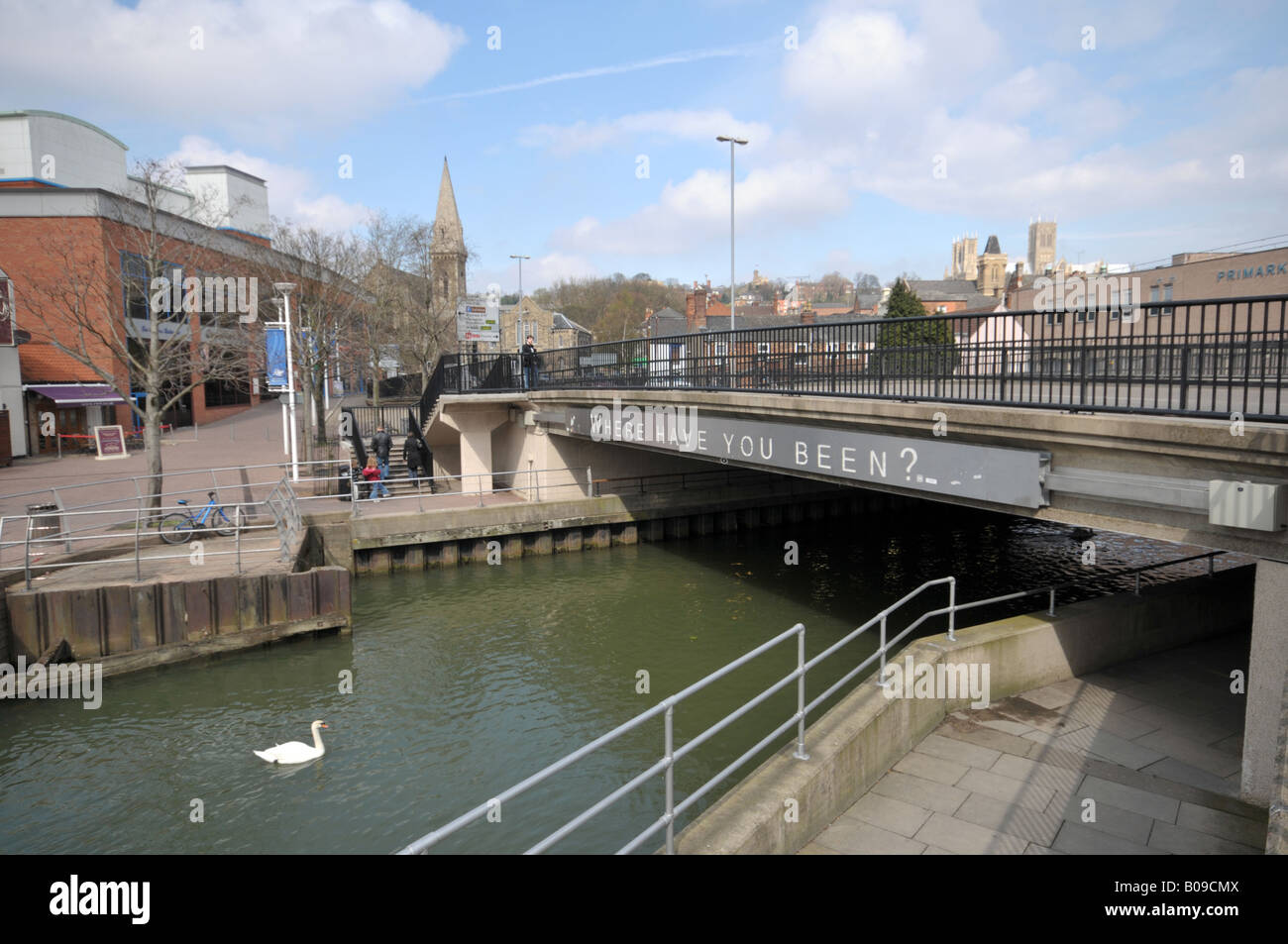 Canal riverside Lincoln city centre Lincolnshire England Stock Photo ...