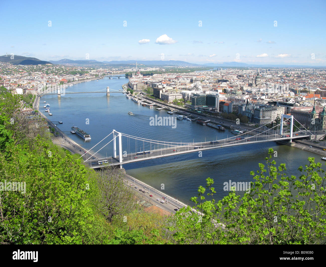 Budapest Hungary View Of The Danube And Pest From The Woods Around Stock Photo Alamy