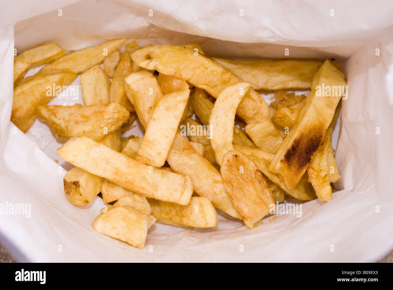 A portion of chips to take away in the uk Stock Photo
