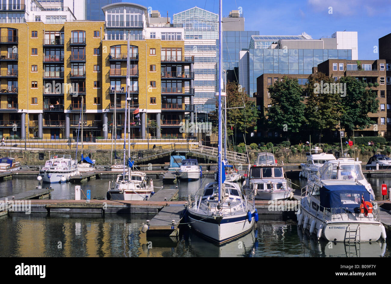 Luxury apartments and boats at St Katherine's Dock, East, London