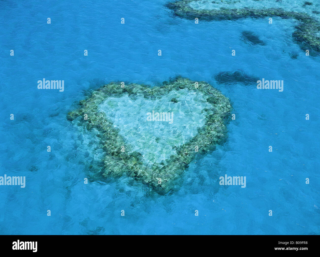 Aerial view of Heart Reef in Hardy Reef part of Great Barrier Reef ...