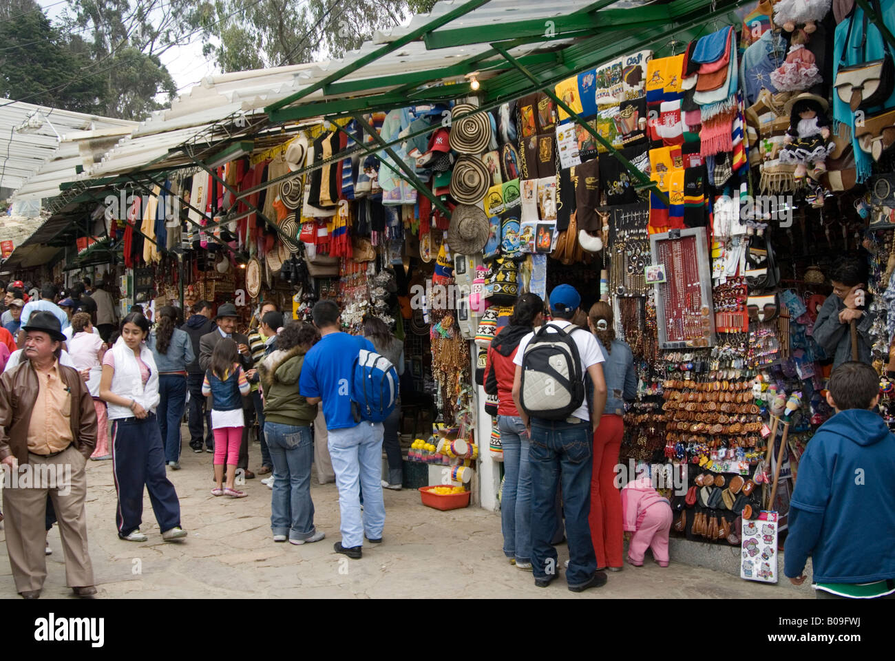 Market stalls on the top of Cerro de Monserrate Bogota Colombia Stock Photo