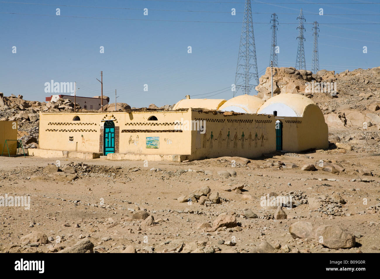 Nubian house on the Nile Aswan Egypt Stock Photo Alamy