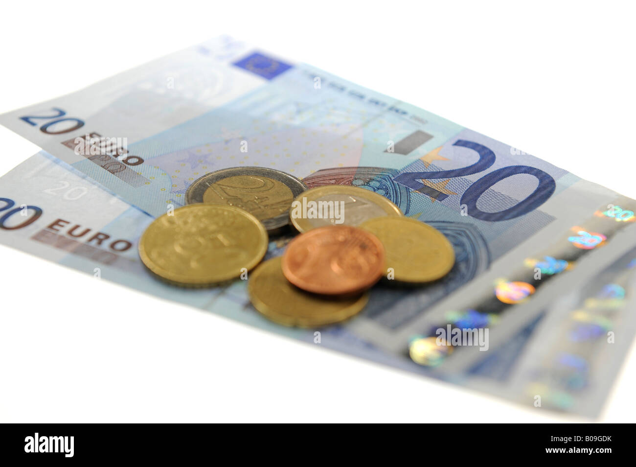Euros - notes & coins Stock Photo