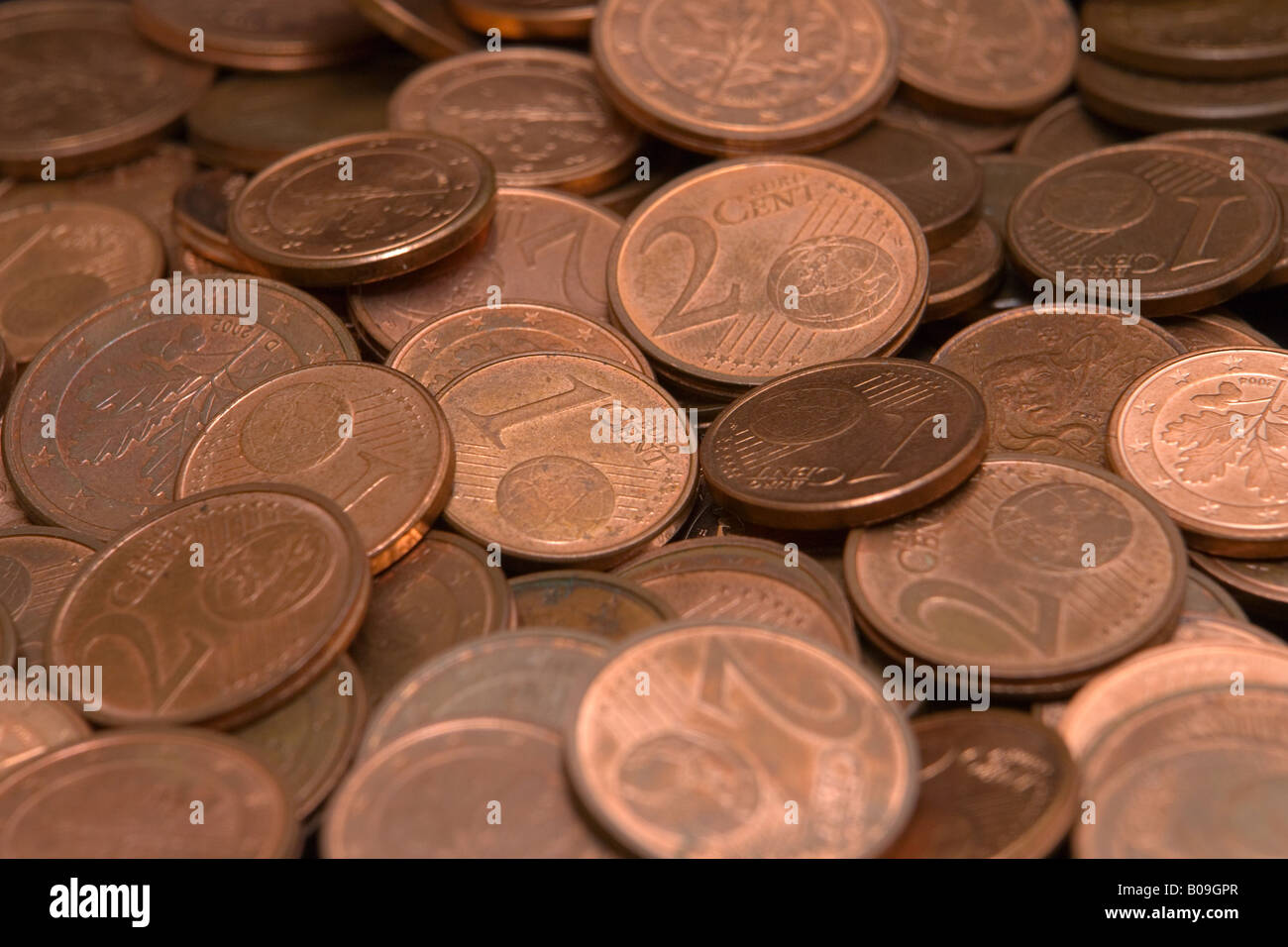 Euro cent coins Stock Photo