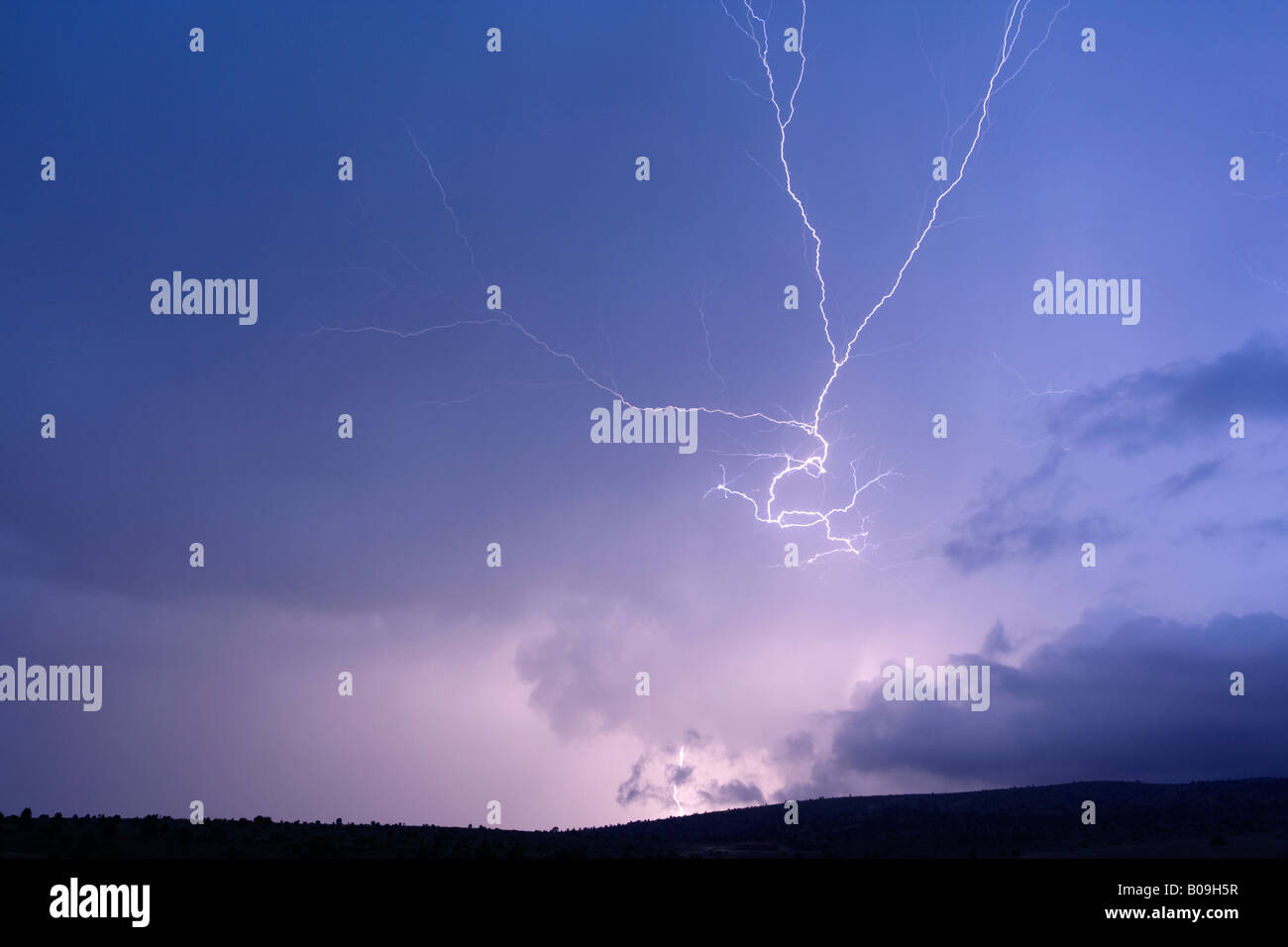 Lightnings at Sierra Javalambre, Teruel province, Spain Stock Photo