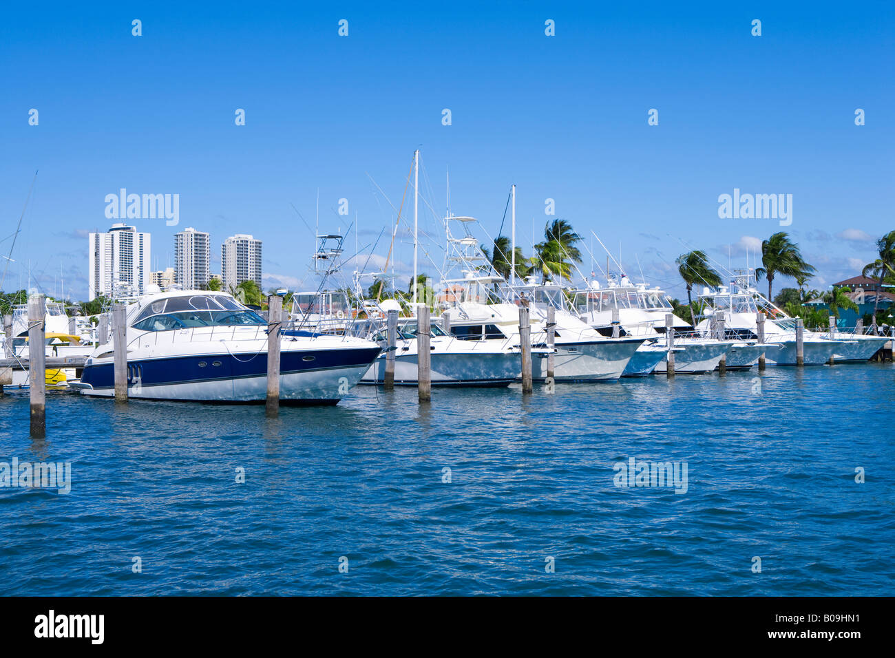 Boats in marina in Palm Beach, Florida, USA Stock Photo