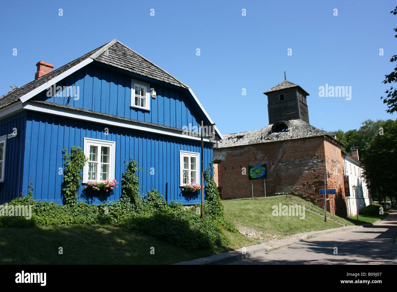 The old post office building and fort in Trakai, Lithuania Stock Photo