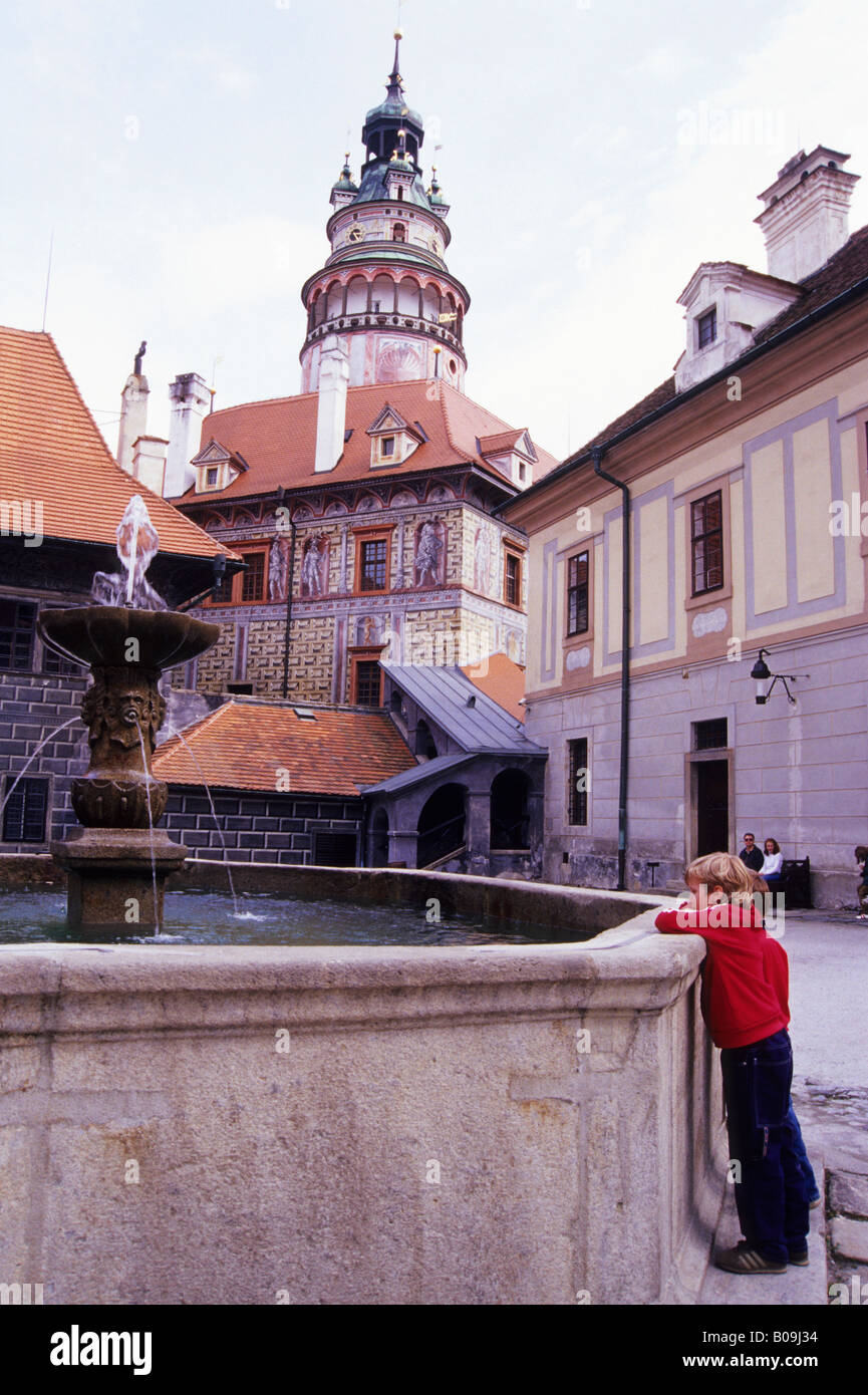 Castle Round Tower CESKY KRUMLOV Czech Republic Stock Photo
