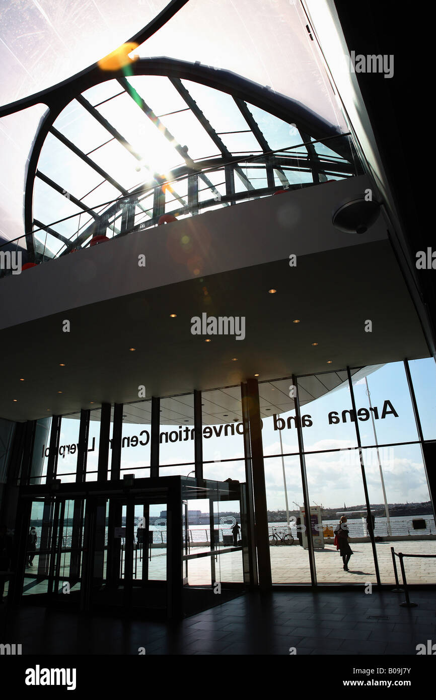 The entrance to The Arena and Conference Centre Liverpool, view from inside. Stock Photo