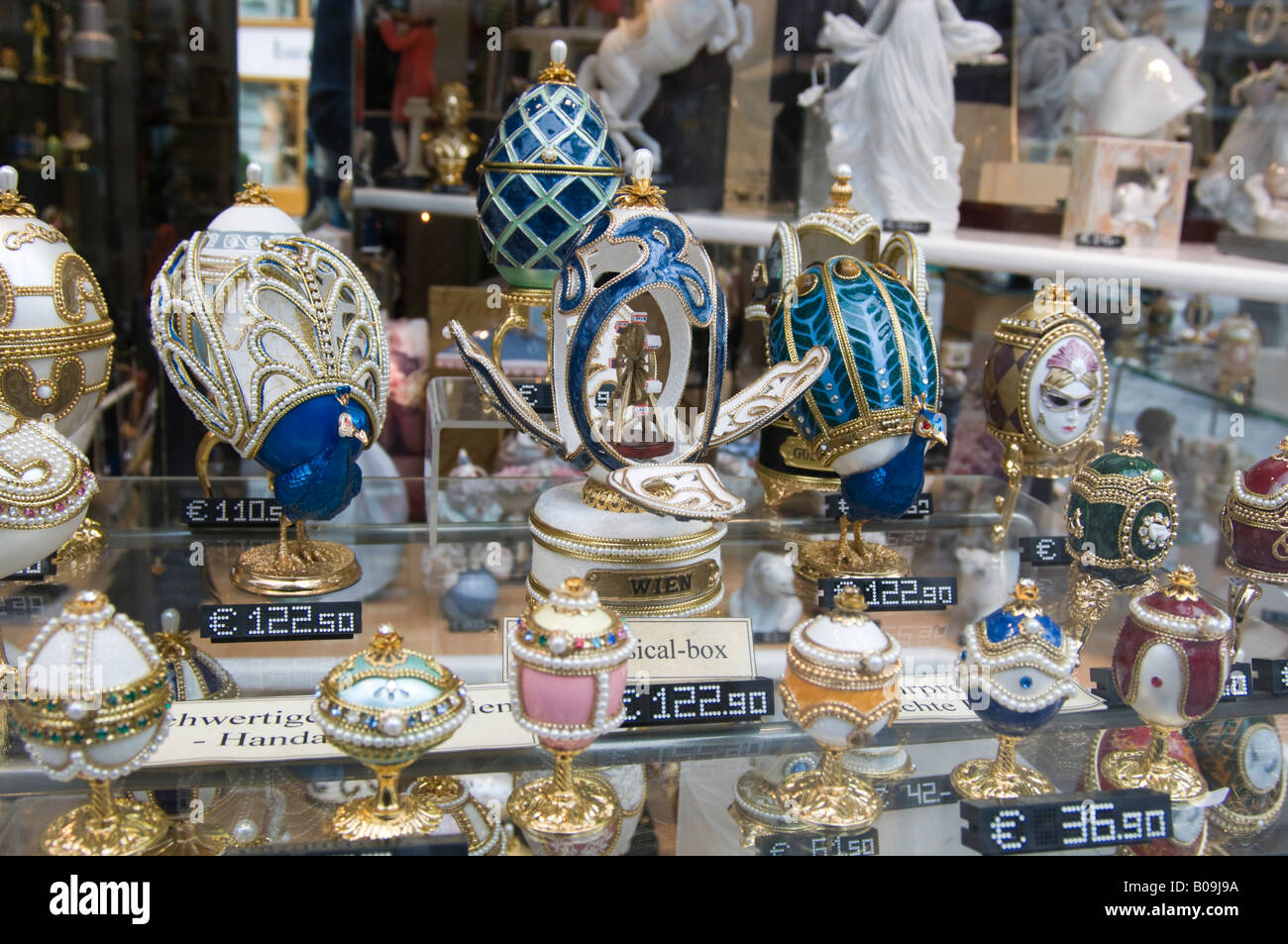 Vienna, Austria. Decorative Eggs in souvenir shop window Stock Photo