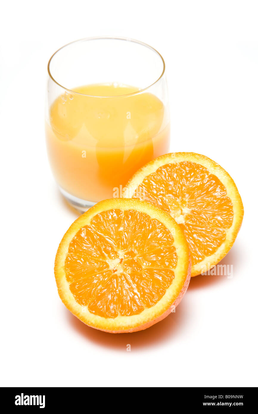 Full glass and jug of orange juice and oranges isolated on white Stock  Photo - Alamy