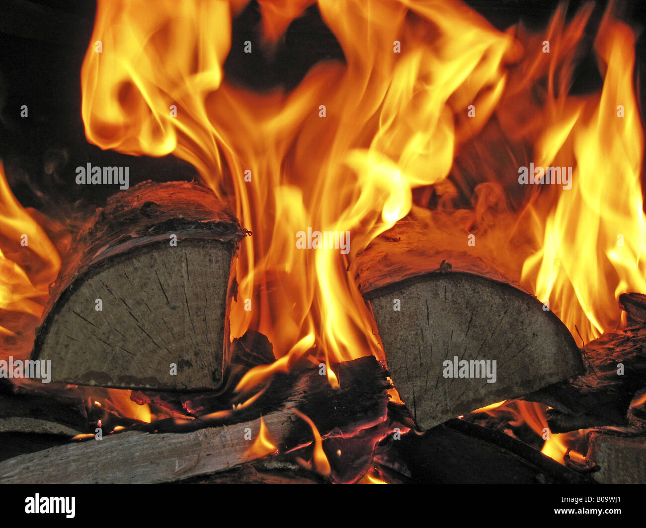 fire in a fireside Stock Photo