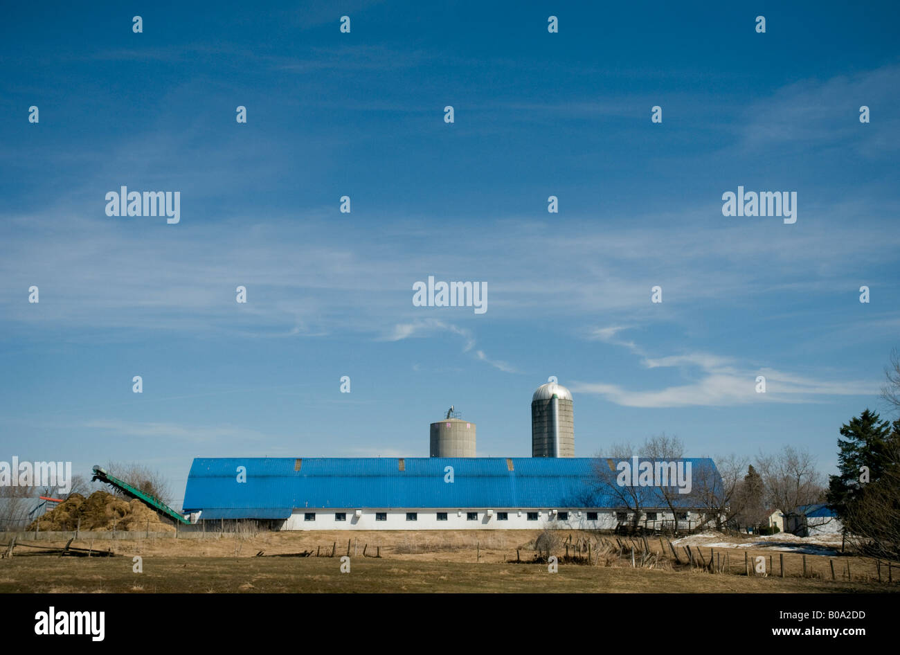 Barn and silos outside St Christine, Quebec, Canada. Stock Photo