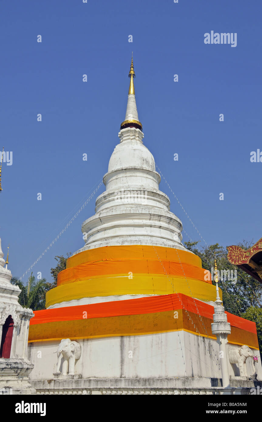 chedi Wat Phra Singh, Thailand, Chiang Mai Stock Photo