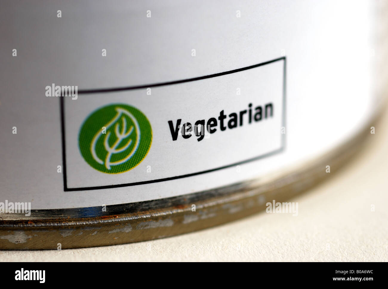 Vegetarian symbol on food label, UK Stock Photo