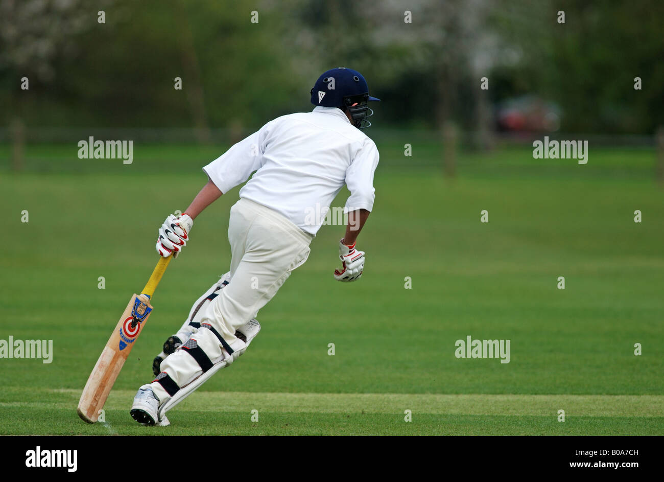 Cricketer running for the crease hires stock photography and images