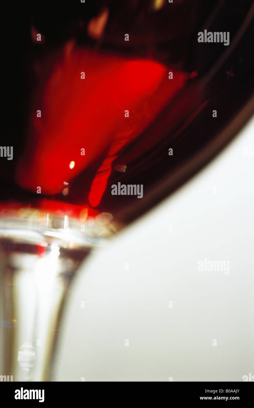 Red wine in glass, close-up, cropped Stock Photo