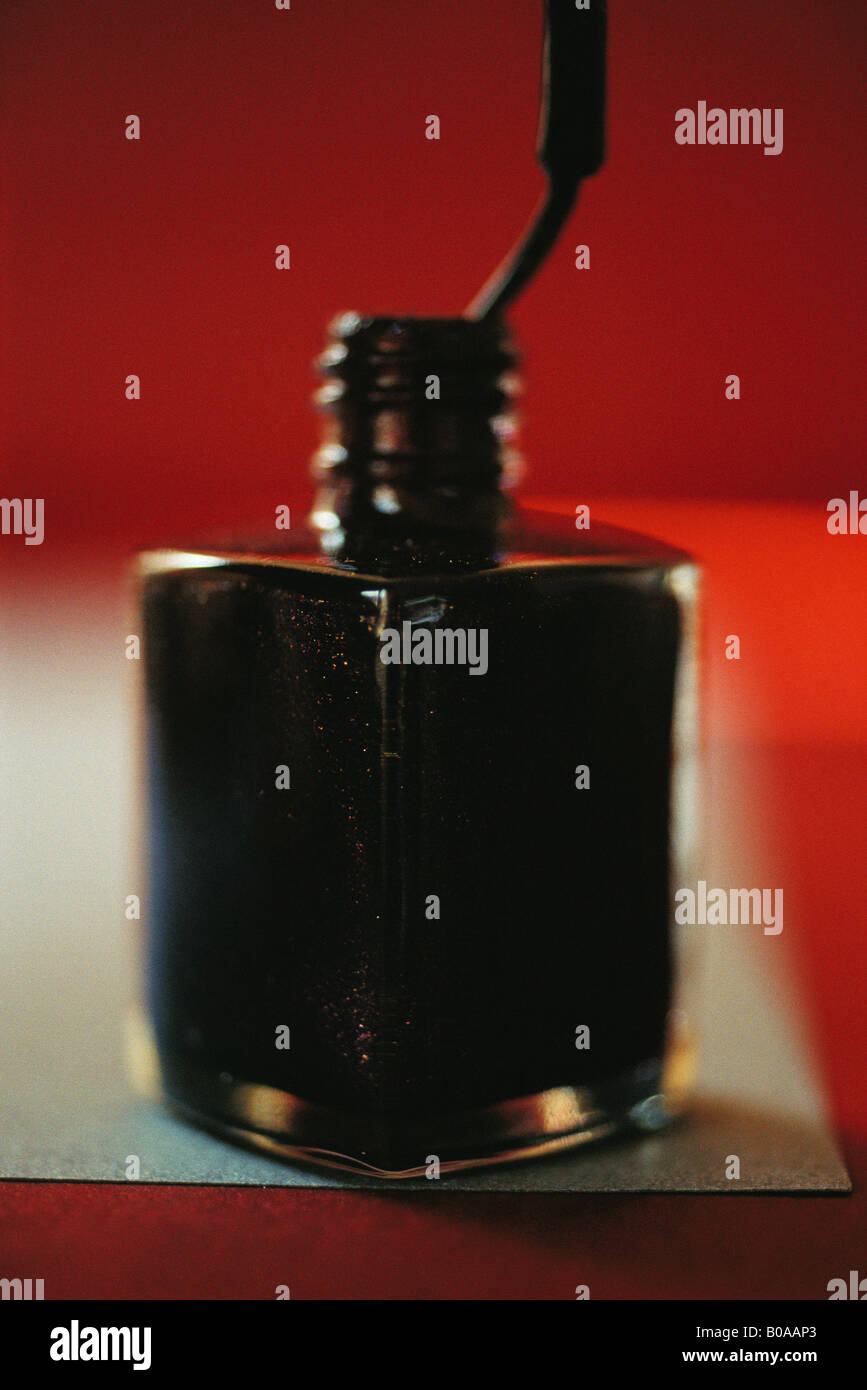Open nail polish bottle, closeup Stock Photo Alamy