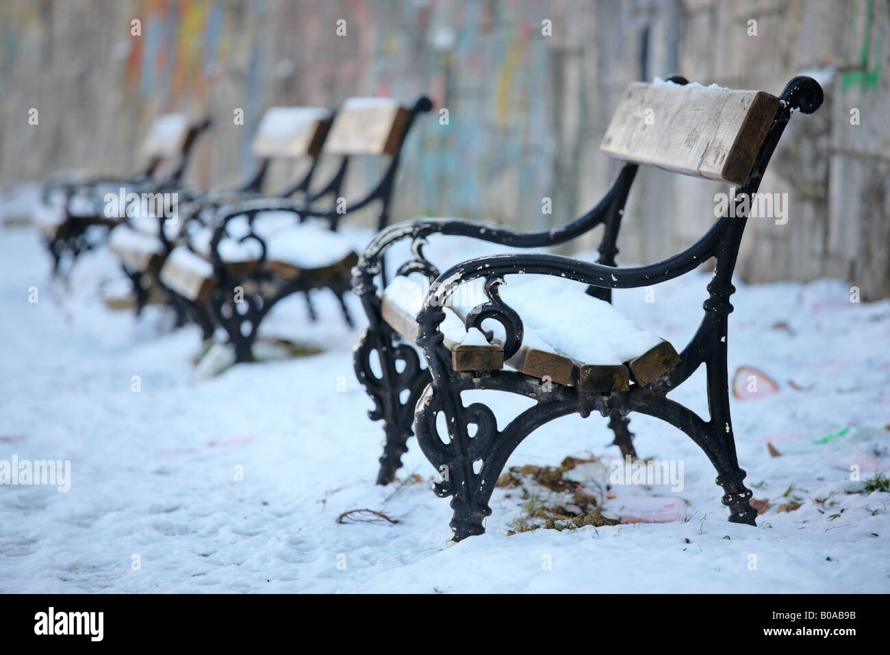 Empty bench in lonely winter hi-res stock photography and images - Alamy