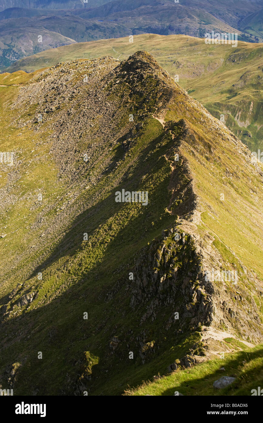 On Helvellyn Mountain Summit And Looking Down At The 'Striding Edge ...