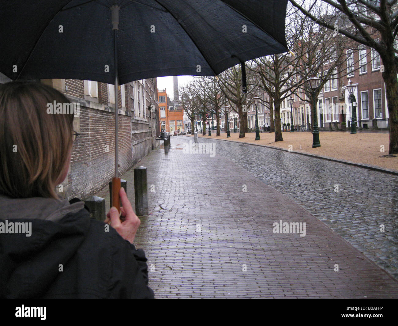 Walking in the rain Stock Photo