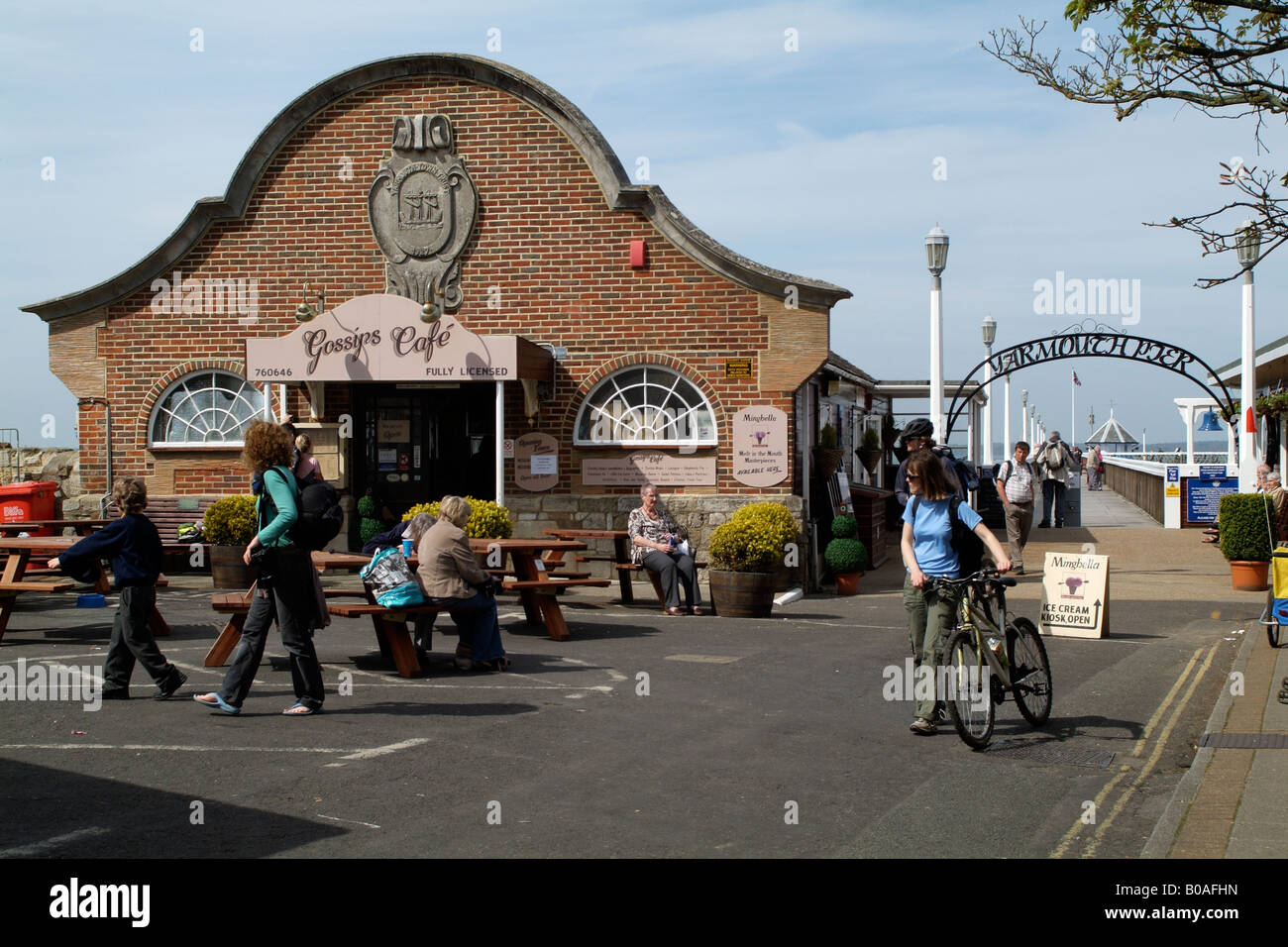 Cafe and Yarmouth Pier Isle of Wight England UK Stock Photo