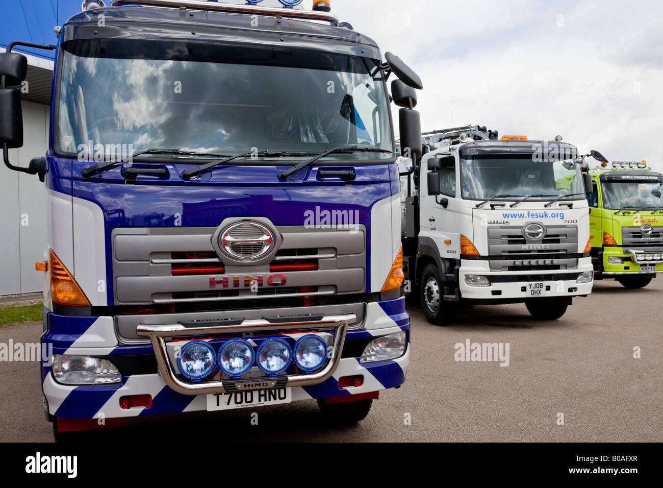 2008 Hino 700 Series trucks on display at the Commercial Vehicle Show, Birmingham, UK. Stock Photo