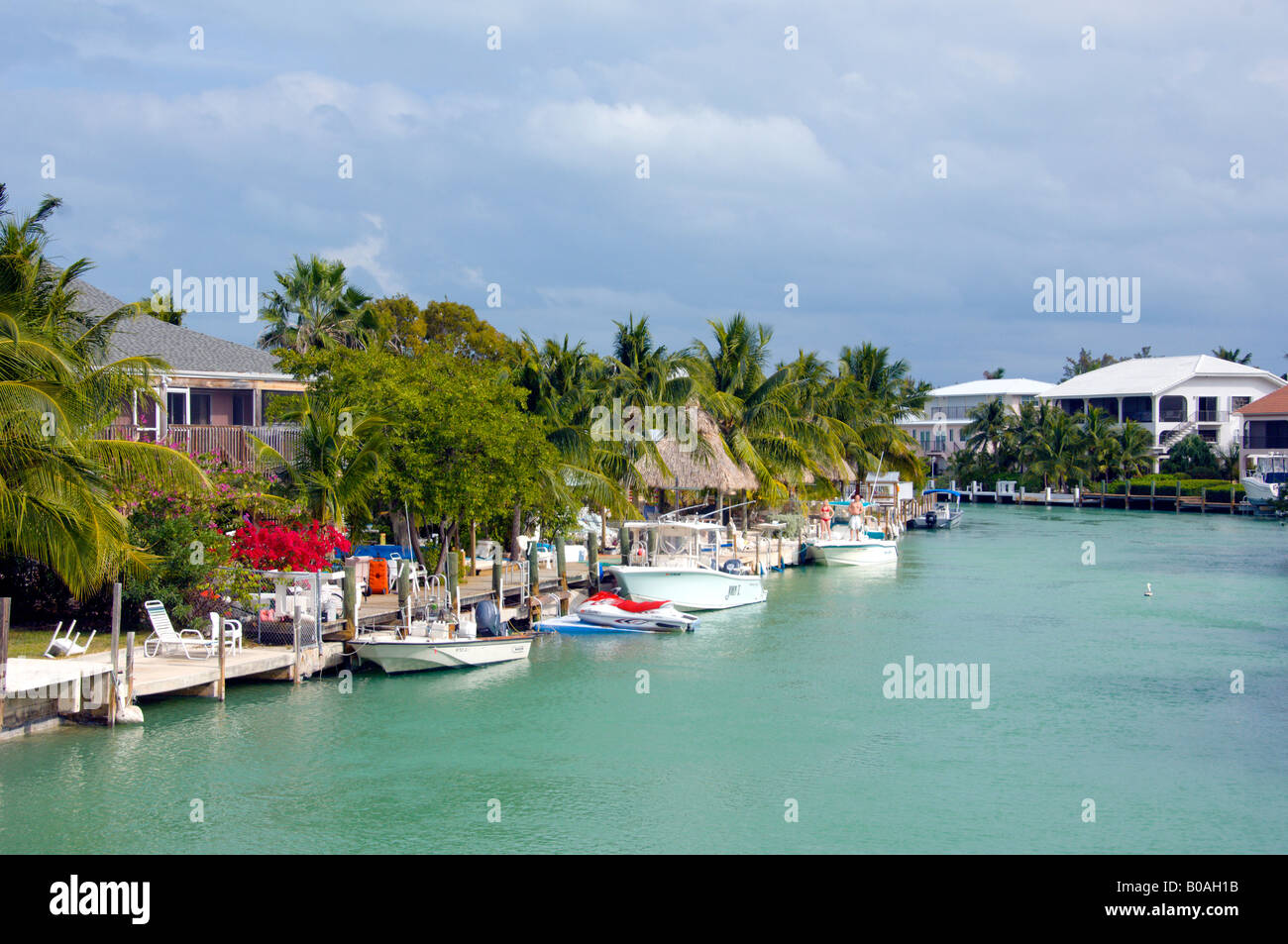 Pleasure craft and canal waterways in the Florida Keys USA Stock Photo
