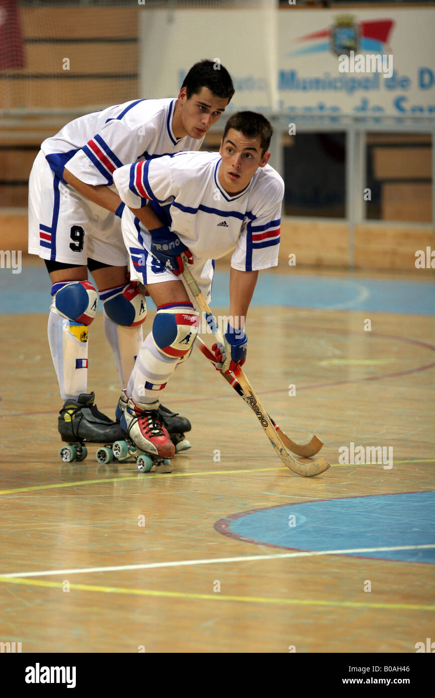 Two players waiting for the start of play in Roller Hockey Stock