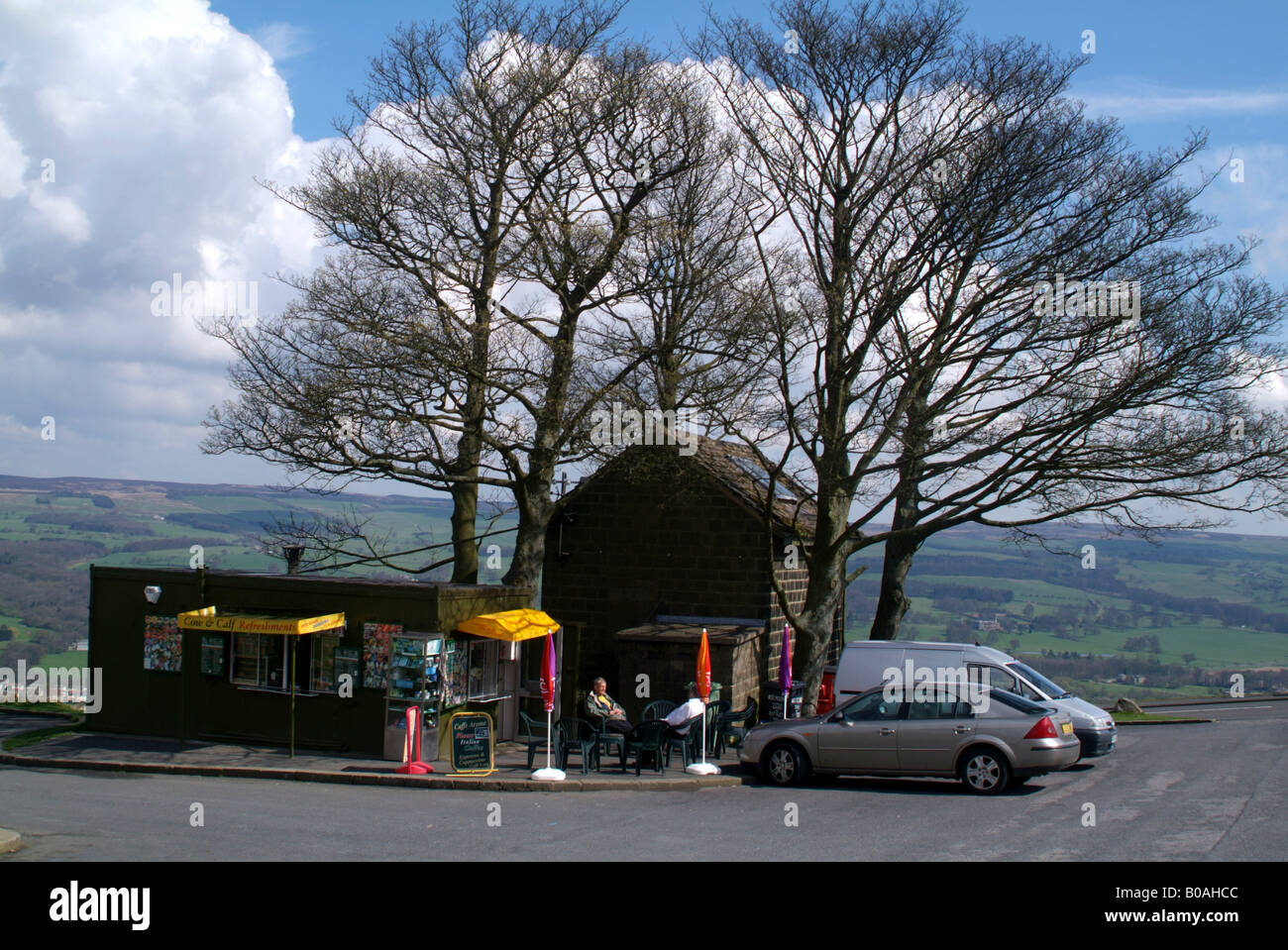 The refreshment shop at the Cow and Calf rocks on Ilkley Moor Bradford West Yorkshire Stock Photo