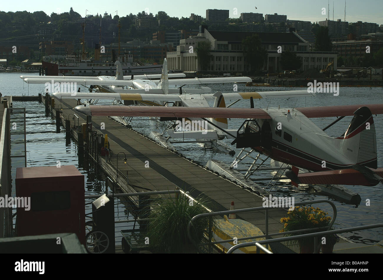 Seaplanes on Lake Union, Seattle Stock Photo
