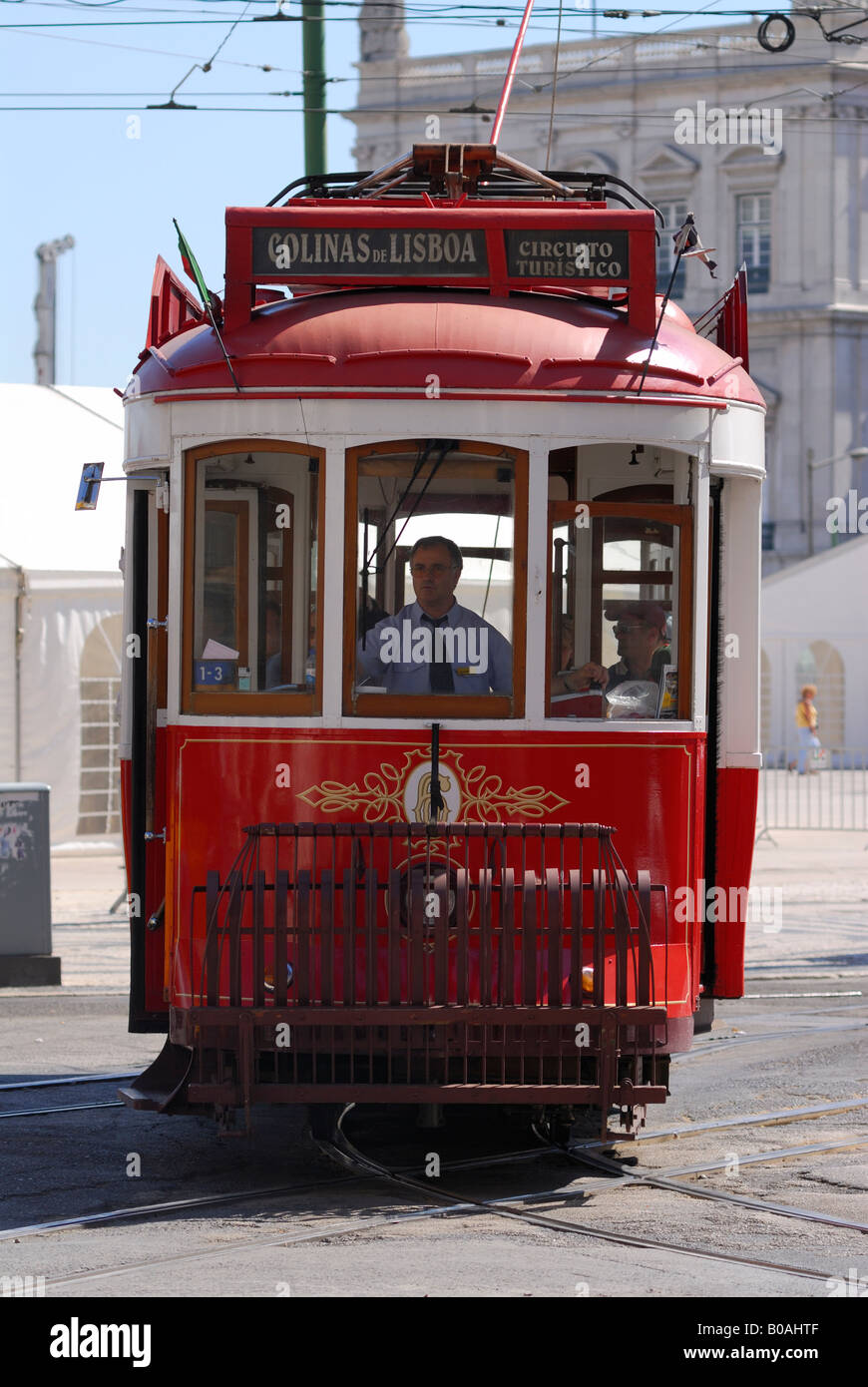 Lisbon Portugal Old fashioned tourist tram Stock Photo