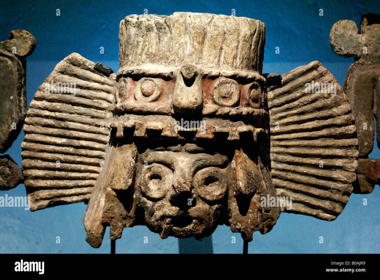 Brasero Tlaloc Aztec stone sculpture, Museo del Templo Mayor, Mexico City Stock Photo