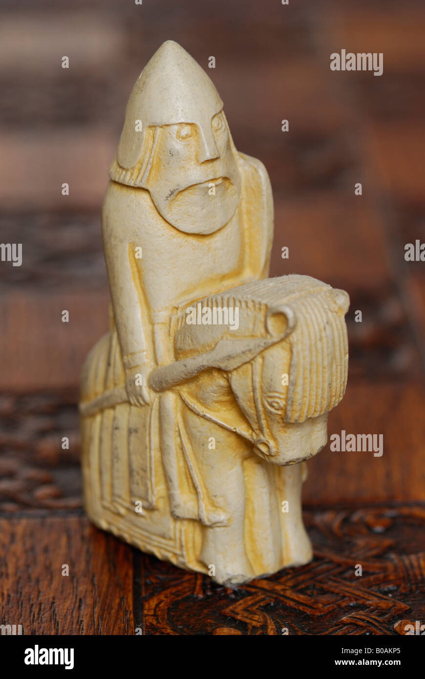 Knight from a replica Lewis Chessmen set Stock Photo: 17445405 - Alamy