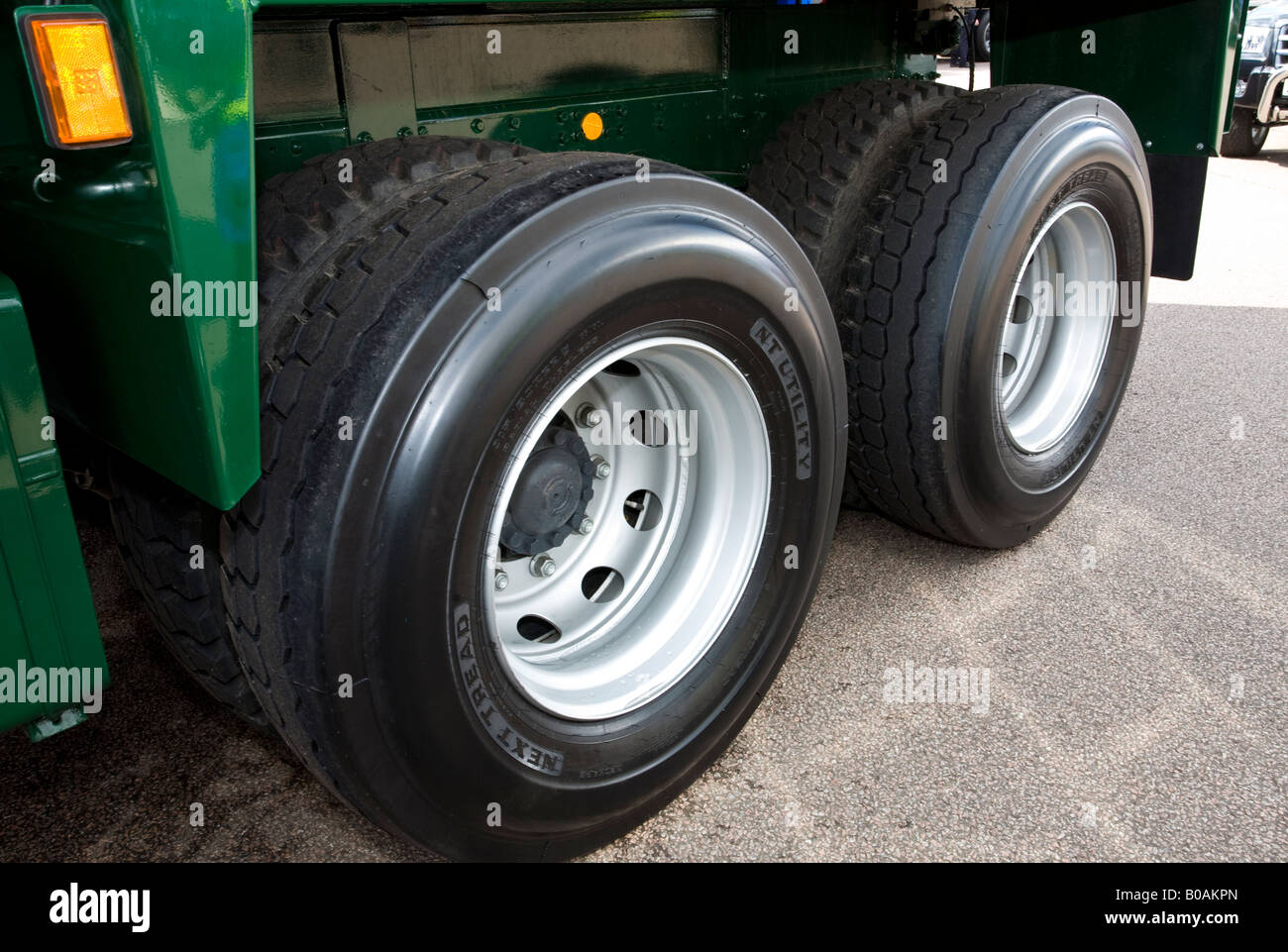 Goodyear Dunlop Next Tread retreaded utility truck tyres in use Stock