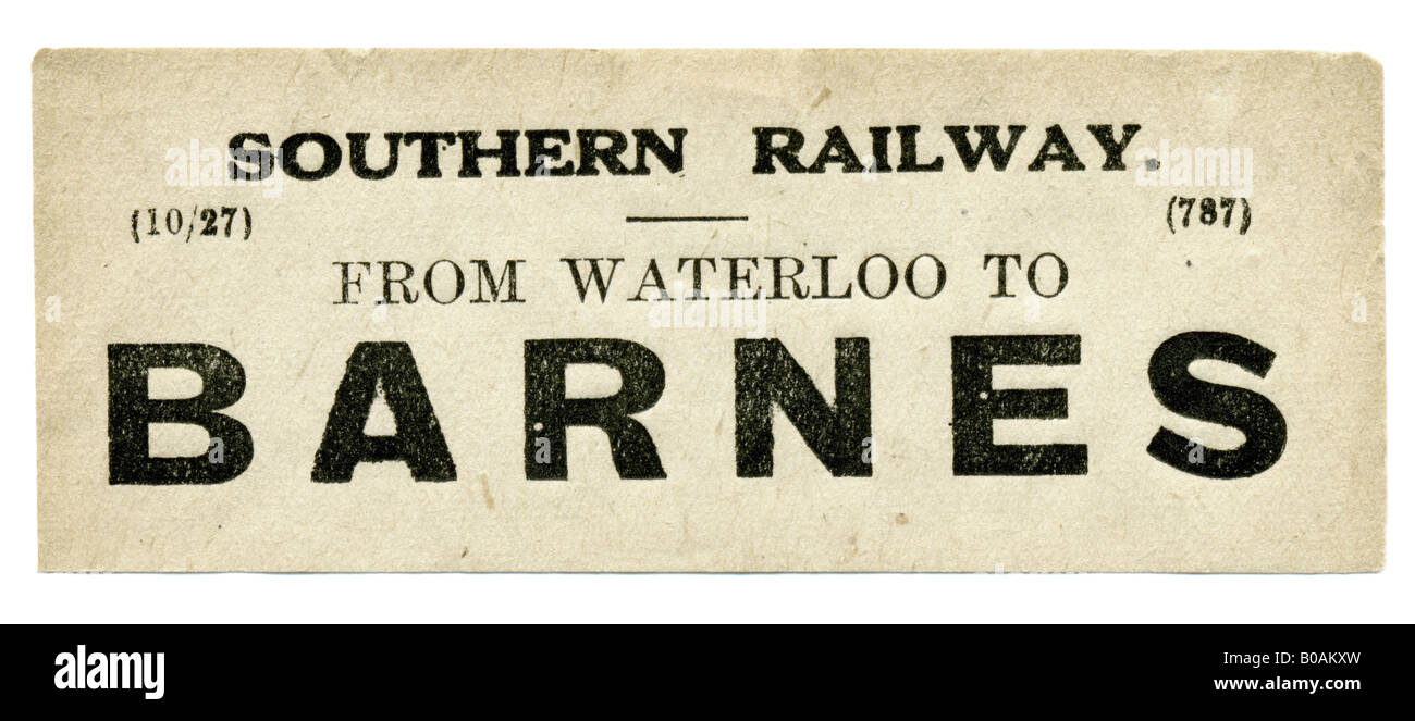 Barnes Greater London Southern Railway Station luggage label October 1927 Stock Photo