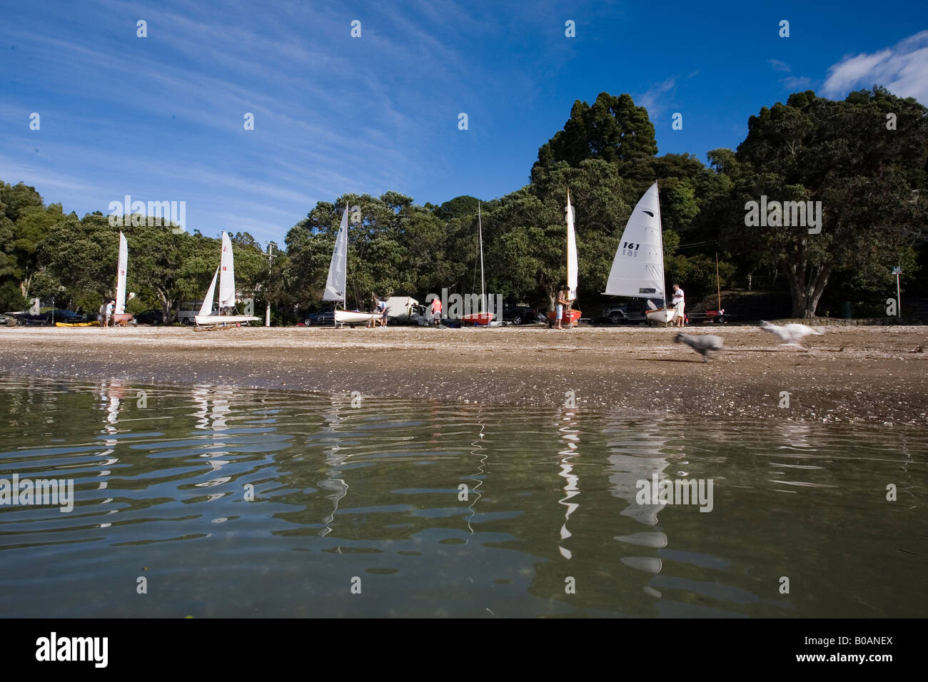 French Bay with sail boats on the beach Stock Photo Alamy