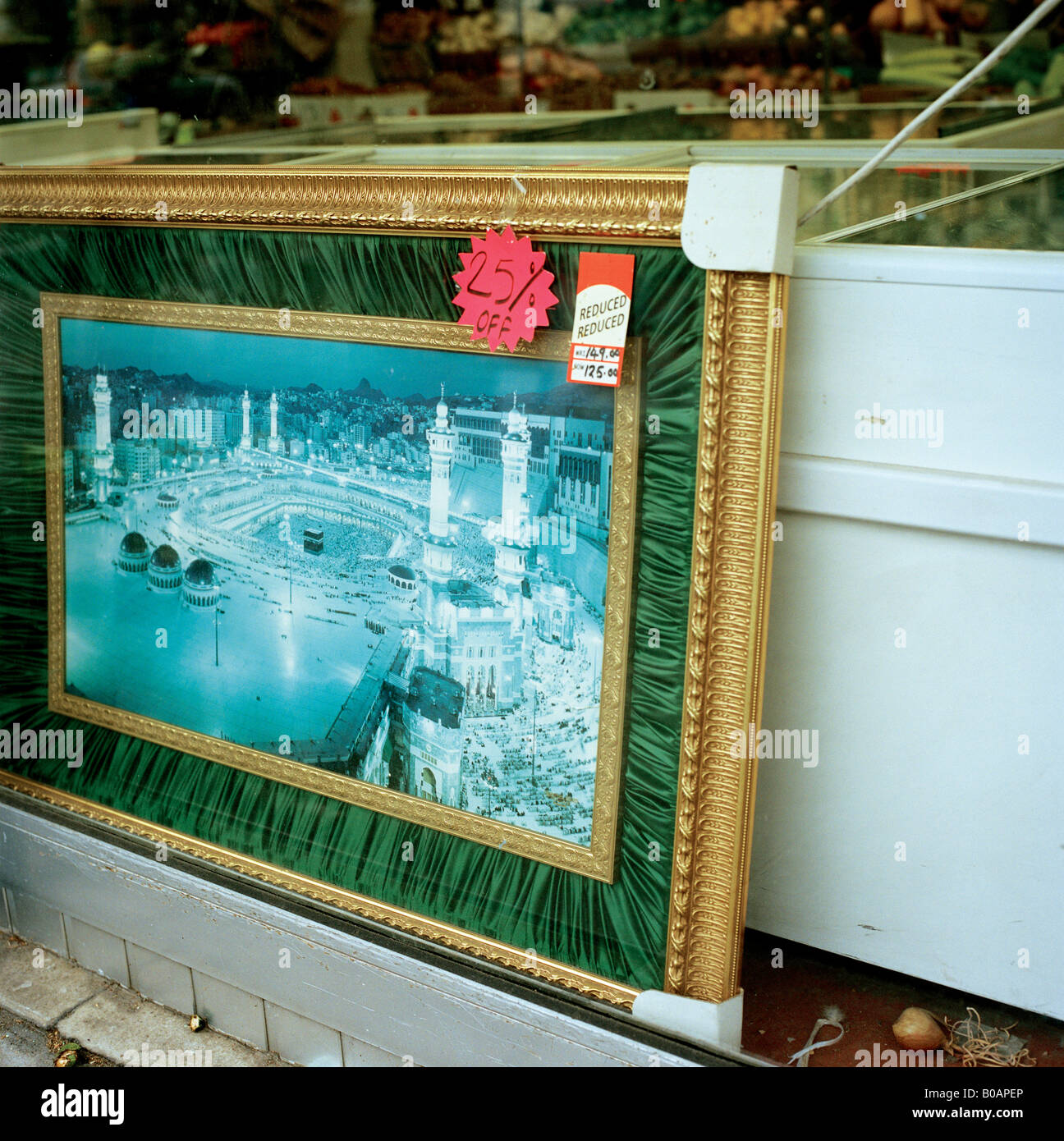 Framed picture of Mecca for sale in Whitechapel, London Stock Photo Alamy